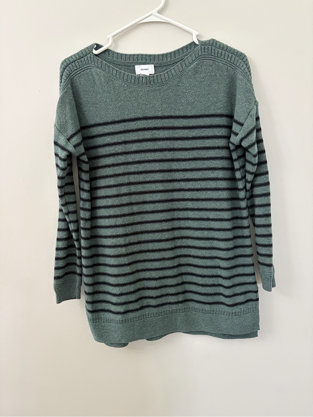 Green Striped Crewneck Sweater
